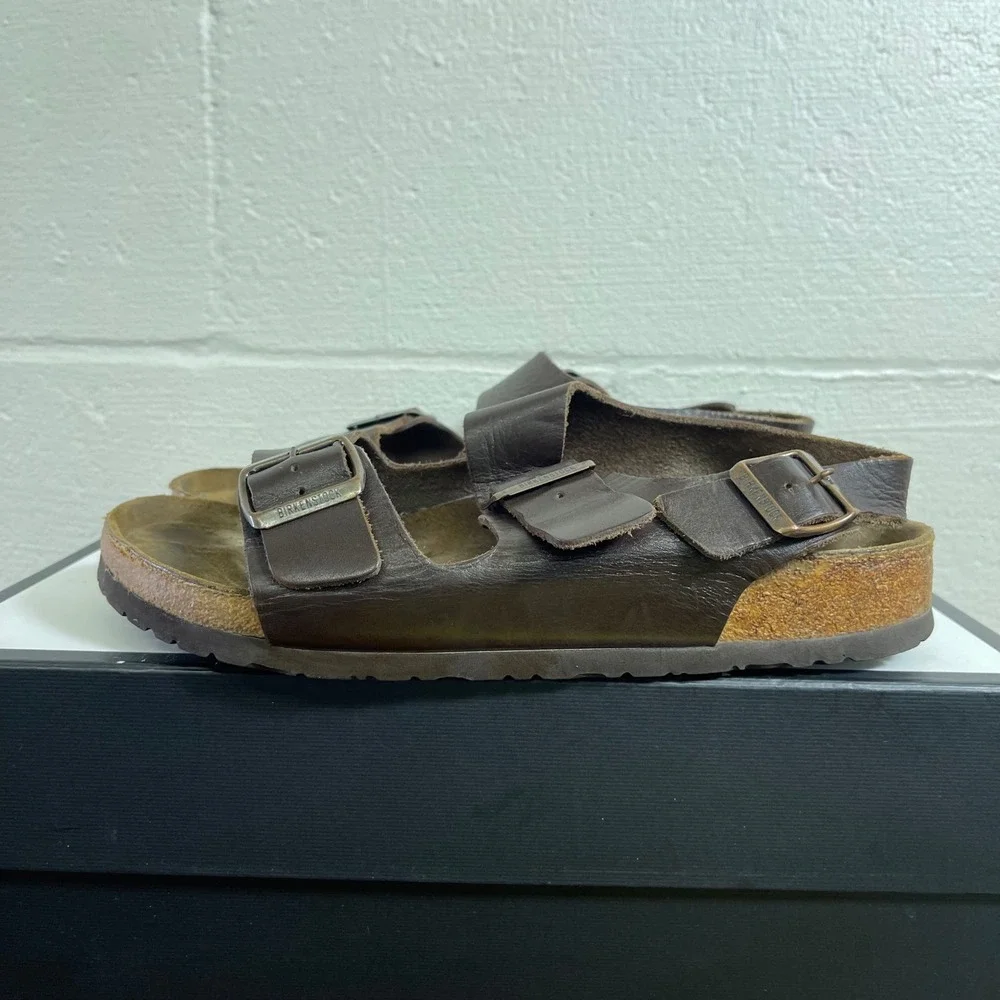 Birkenstock Milano Brown Leather Slingback Sandals Men's Size 42 EU/9 US
